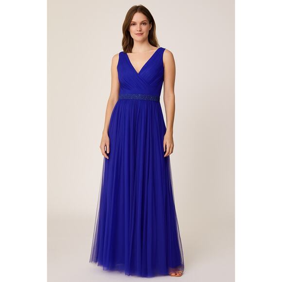 vm collection evening dresses Sheer-Bodice Prom Dress with Glitter